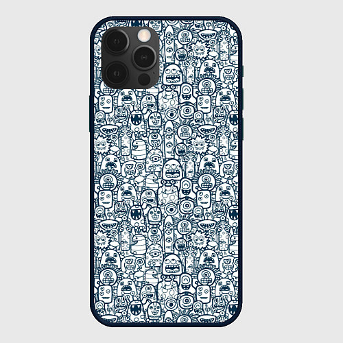 Чехол iPhone 12 Pro Max Монстрики с антенками / 3D-Черный – фото 1