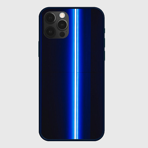 Чехол iPhone 12 Pro Max Неоновое синее свечение / 3D-Черный – фото 1