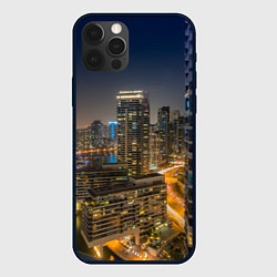 Чехол для iPhone 12 Pro Max Ночной красочный город, цвет: 3D-черный