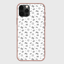 Чехол для iPhone 12 Pro Max 90s pattern on white, цвет: 3D-светло-розовый