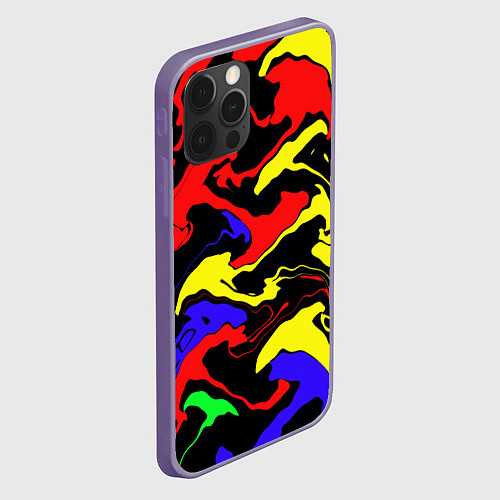 Чехол iPhone 12 Pro Max Яркие абстрактные краски / 3D-Серый – фото 2