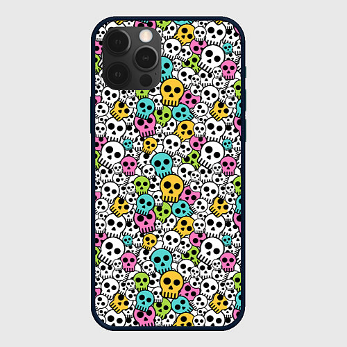 Чехол iPhone 12 Pro Max Череп разноцветный / 3D-Черный – фото 1