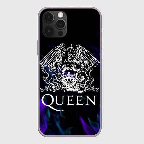 Чехол iPhone 12 Pro Max Queen пламя неон / 3D-Серый – фото 1