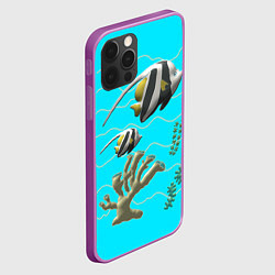 Чехол для iPhone 12 Pro Max Подводный мир рыбки кораллы, цвет: 3D-сиреневый — фото 2