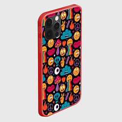 Чехол для iPhone 12 Pro Max Психоделические эмодзи, цвет: 3D-красный — фото 2