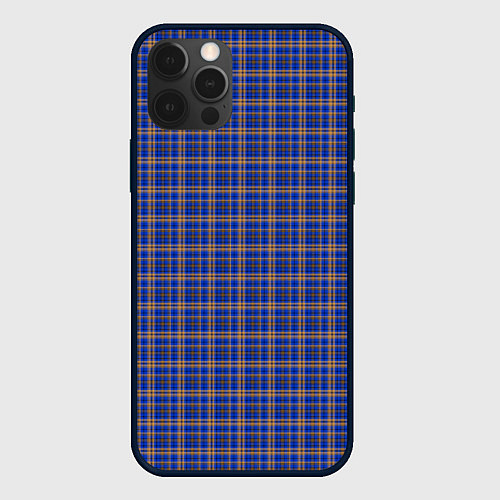 Чехол iPhone 12 Pro Max Синий с горчичным в клетку / 3D-Черный – фото 1