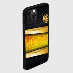 Чехол для iPhone 12 Pro Max Black & gold - герб России, цвет: 3D-черный — фото 2