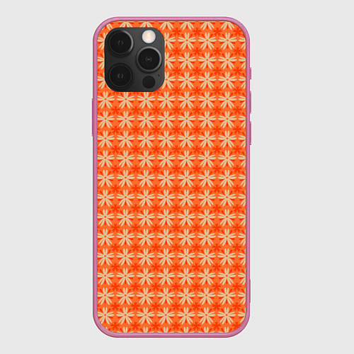 Чехол iPhone 12 Pro Max Цветочки на оранжевом фоне / 3D-Малиновый – фото 1