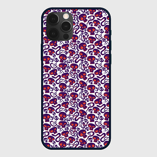 Чехол iPhone 12 Pro Max Череп и змея с языком / 3D-Черный – фото 1