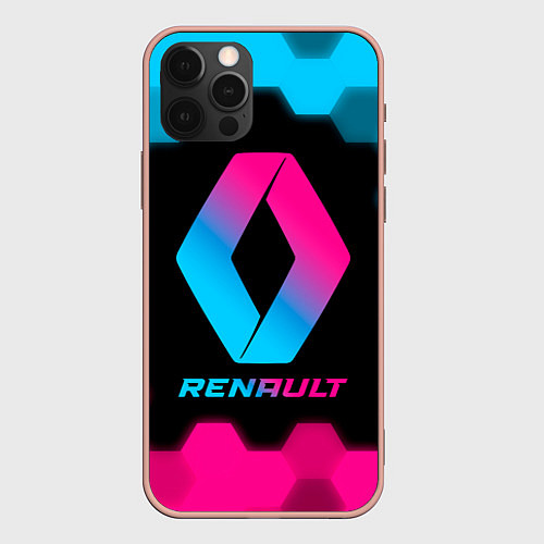 Чехол iPhone 12 Pro Max Renault - neon gradient / 3D-Светло-розовый – фото 1