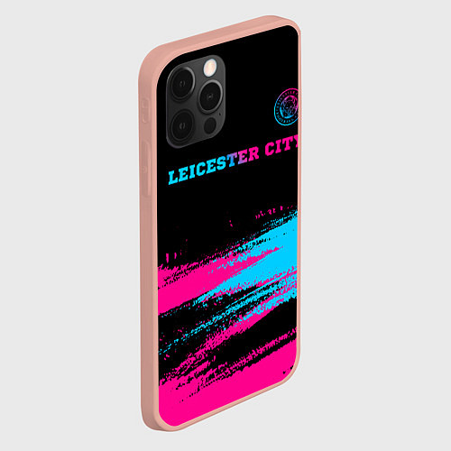 Чехол iPhone 12 Pro Max Leicester City - neon gradient: символ сверху / 3D-Светло-розовый – фото 2