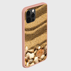 Чехол для iPhone 12 Pro Max Ракушки на песчаном берегу, цвет: 3D-светло-розовый — фото 2