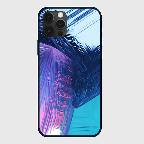 Чехол iPhone 12 Pro Max Абстрактные ледяные кубы - Розовый и синий / 3D-Черный – фото 1