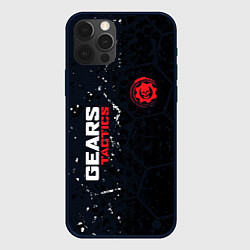 Чехол iPhone 12 Pro Max Gears of War красно-белой лого на темном фоне