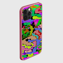 Чехол для iPhone 12 Pro Max Разноцветный клетчатый камуфляж, цвет: 3D-малиновый — фото 2