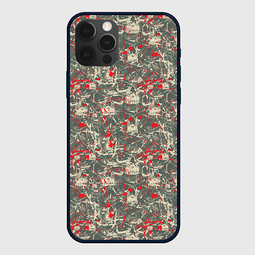 Чехол iPhone 12 Pro Max Череп и брызги крови / 3D-Черный – фото 1