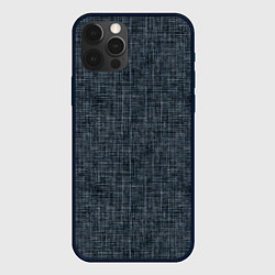 Чехол iPhone 12 Pro Max Черно-синий текстурированный в елочку, под джинсу