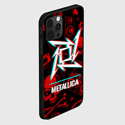 Чехол для iPhone 12 Pro Max Metallica rock glitch, цвет: 3D-черный — фото 2