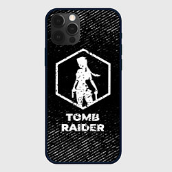 Чехол для iPhone 12 Pro Max Tomb Raider с потертостями на темном фоне, цвет: 3D-черный