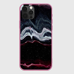Чехол для iPhone 12 Pro Max Волнообразные следы белого и красного песка, цвет: 3D-малиновый