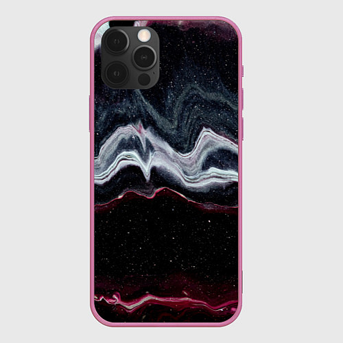 Чехол iPhone 12 Pro Max Волнообразные следы белого и красного песка / 3D-Малиновый – фото 1