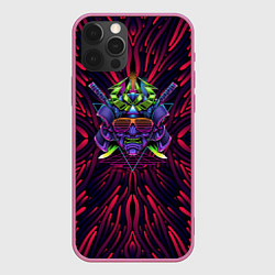 Чехол для iPhone 12 Pro Max Разноцветный Самурай, цвет: 3D-малиновый