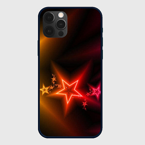 Чехол iPhone 12 Pro Max Звёзды с неоновым свечением / 3D-Черный – фото 1