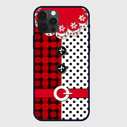 Чехол для iPhone 12 Pro Max Костюм новогодний Клоун фольклор красный с белым, цвет: 3D-черный