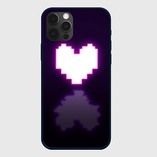 Чехол iPhone 12 Pro Max Undertale heart neon / 3D-Черный – фото 1