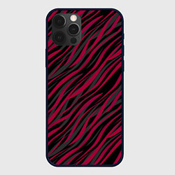 Чехол для iPhone 12 Pro Max Модный полосатый красно- черный узор Зебра, цвет: 3D-черный
