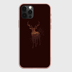 Чехол iPhone 12 Pro Max Силуэт оленя с осенним лесом
