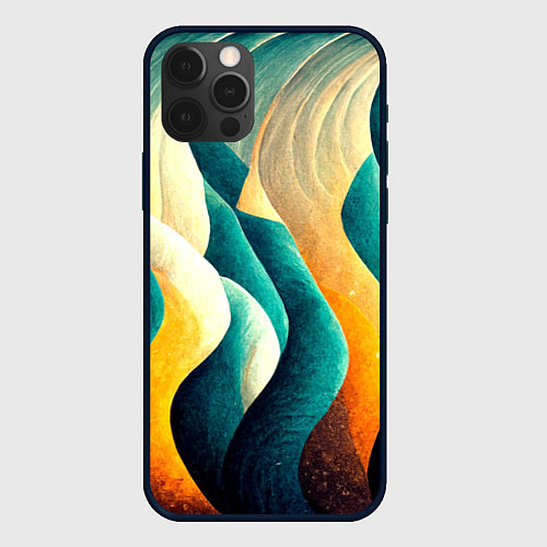 Чехол iPhone 12 Pro Max Вертикальные волны / 3D-Черный – фото 1