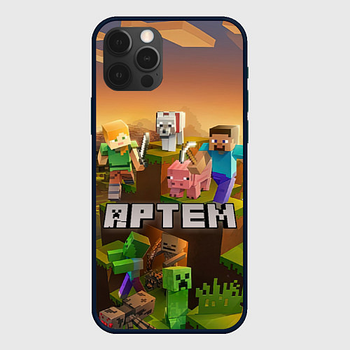 Чехол iPhone 12 Pro Max Артем Minecraft / 3D-Черный – фото 1