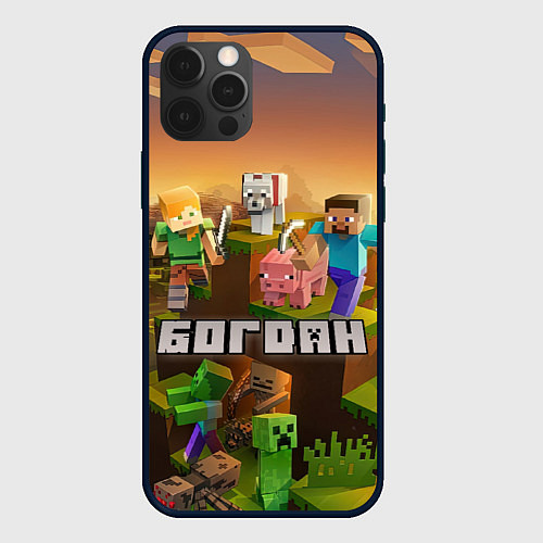 Чехол iPhone 12 Pro Max Богдан Minecraft / 3D-Черный – фото 1