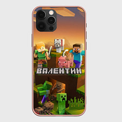 Чехол для iPhone 12 Pro Max Валентин Minecraft, цвет: 3D-светло-розовый