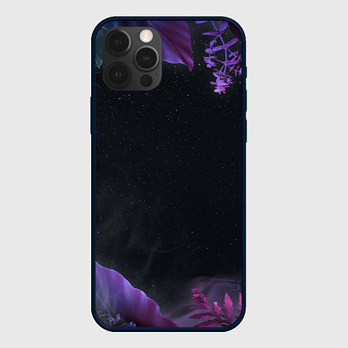 Чехол iPhone 12 Pro Max Неоновые космические тропики / 3D-Черный – фото 1