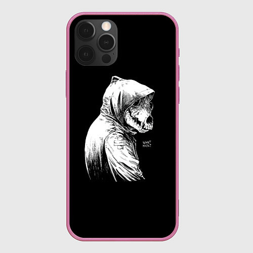 Чехол iPhone 12 Pro Max What mask? / 3D-Малиновый – фото 1