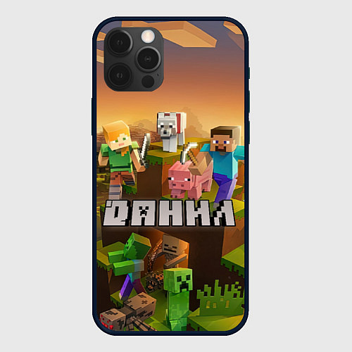 Чехол iPhone 12 Pro Max Данил Minecraft / 3D-Черный – фото 1