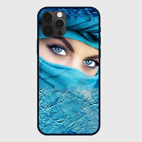 Чехол iPhone 12 Pro Max Синеглазая девушка в хиджабе / 3D-Черный – фото 1