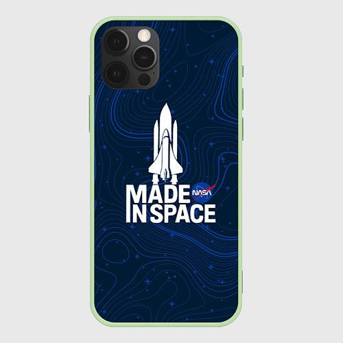 Чехол iPhone 12 Pro Max Nasa звёзды / 3D-Салатовый – фото 1