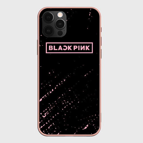 Чехол iPhone 12 Pro Max Black pink розовые брызги / 3D-Светло-розовый – фото 1