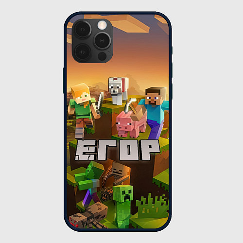 Чехол iPhone 12 Pro Max Егор Minecraft / 3D-Черный – фото 1