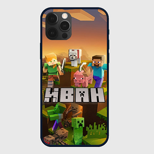 Чехол iPhone 12 Pro Max Иван Minecraft / 3D-Черный – фото 1