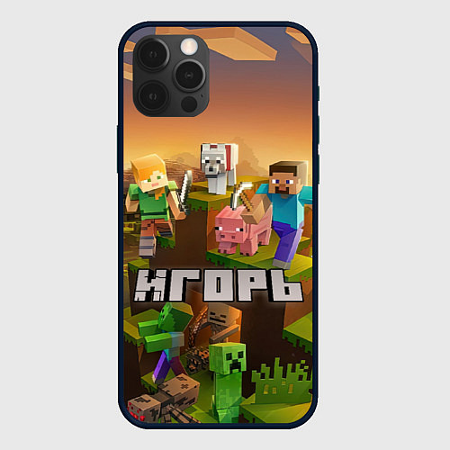 Чехол iPhone 12 Pro Max Игорь Minecraft / 3D-Черный – фото 1