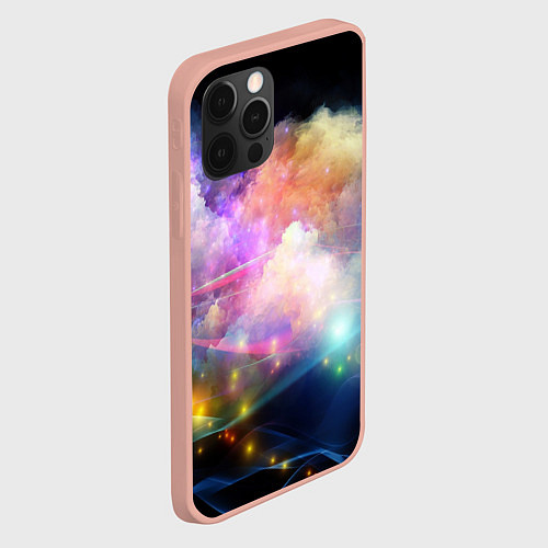 Чехол iPhone 12 Pro Max Светящиеся точки и дым / 3D-Светло-розовый – фото 2