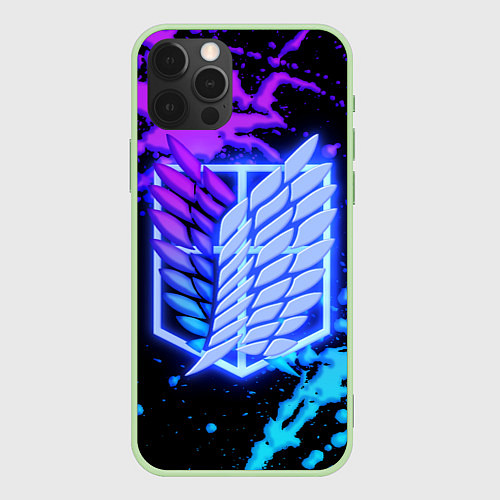 Чехол iPhone 12 Pro Max Attack on Titan neon / 3D-Салатовый – фото 1