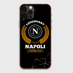 Чехол для iPhone 12 Pro Max Лого Napoli и надпись legendary football club на т, цвет: 3D-светло-розовый