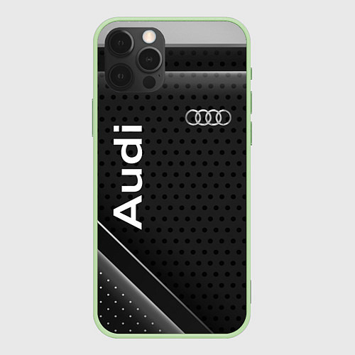 Чехол iPhone 12 Pro Max Audi карбон / 3D-Салатовый – фото 1