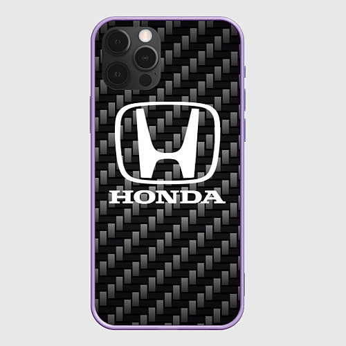 Чехол iPhone 12 Pro Max Honda абстракция карбон / 3D-Сиреневый – фото 1