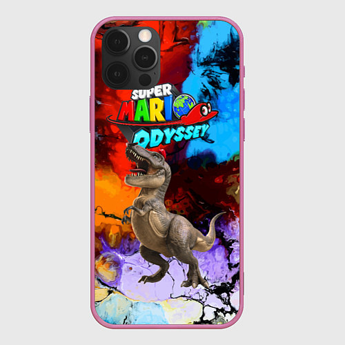 Чехол iPhone 12 Pro Max Super Mario Odyssey - Dinosaur - Nintendo / 3D-Малиновый – фото 1